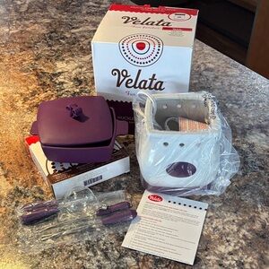 Velata Purple and White Fondue Set New in Box